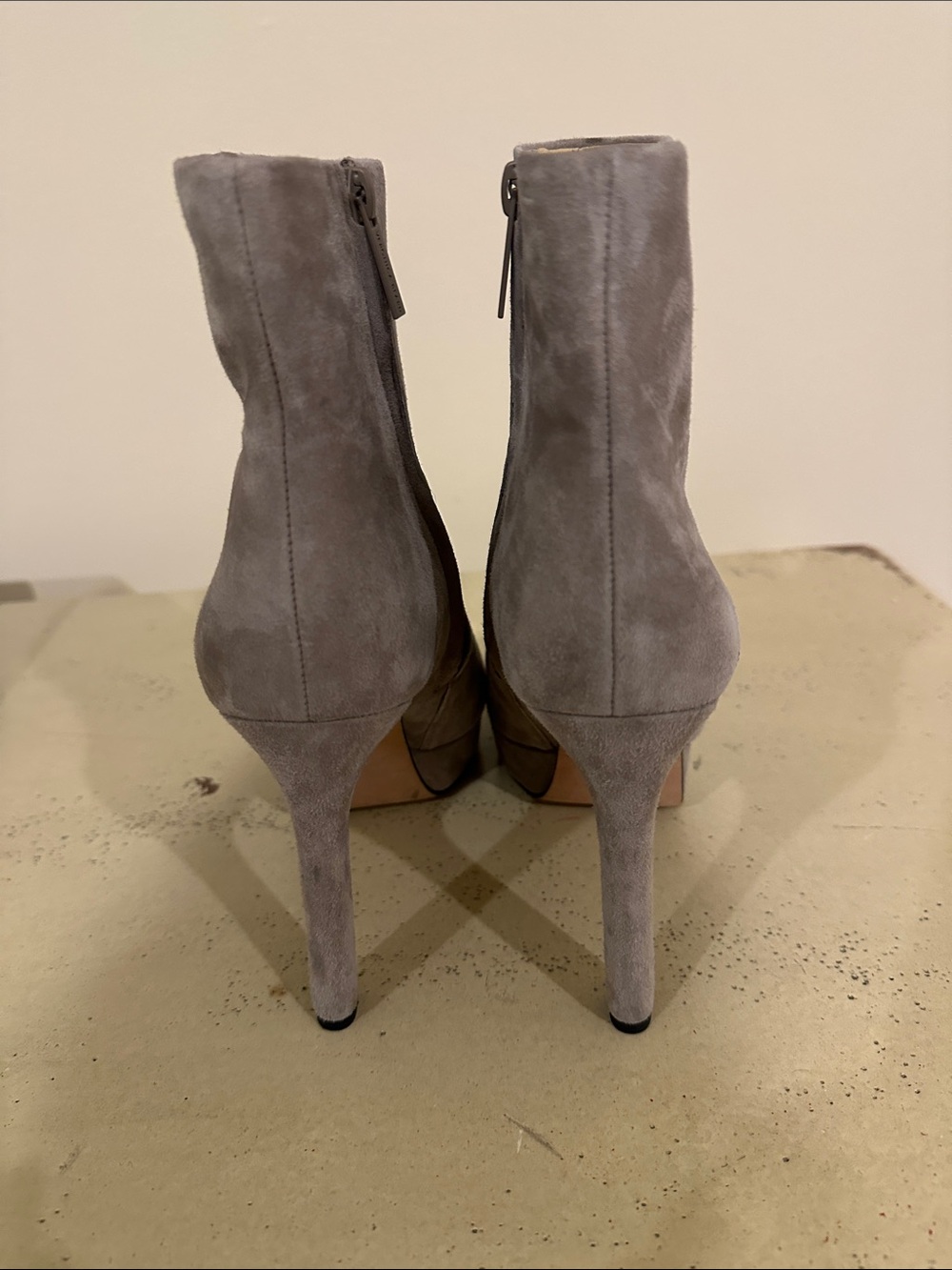 Veronica Beard Dali Platform Gray Stiletto Heeled Boots - Picture 2 of 5